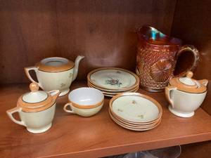 lot 1194 image: Lusterware Tea Set and Bonus Depression Glass