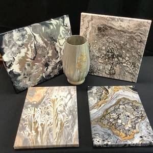 lot 1325 image: Marbel Paintings with Vase
