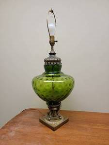 lot 79 image: Art Nouveau Green Glass Lamp