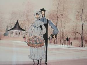 lot 61 image: Amazing Fine Art Print by P. Buckley Moss - Sandy and Stan