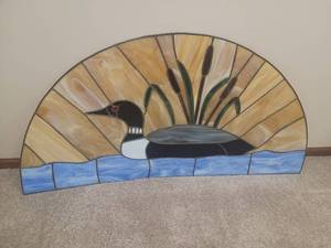 lot 66 image: Stained Glass Loon Insert