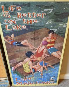 lot 37 image: Pair of Wood Panel Lake Minnetonka Prints