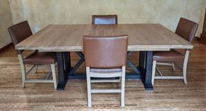 lot 11 image: Blonde Wood Dining Table and Chairs