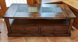lot 73 image: Slate Topped Coffee and Side Table