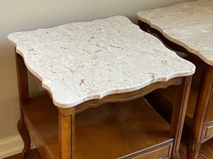 lot 20 image: Two Vintage Tables with Marble Tops