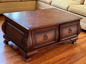 lot 21 image: Large Decorative Coffee Table with Two Drawers