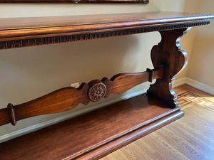 lot 5 image: Impressive and Stately Large Console Table by John Richard Furniture