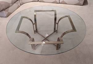 Vintage Curved Brass Base  Glass Topped  Coffee Table