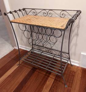 Wicker Topped Wine RackTable
