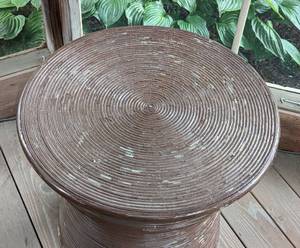 Vintage Painted Rattan Accent Table