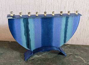 Art Glass Menorah and New Year Apple