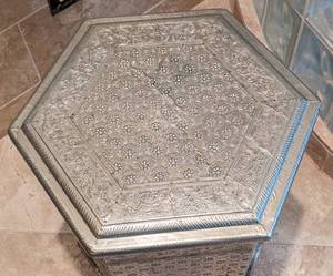Embossed Wood Side Table