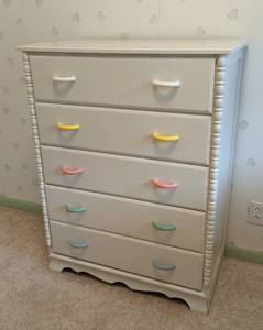 White Dresser with Colorful Handles
