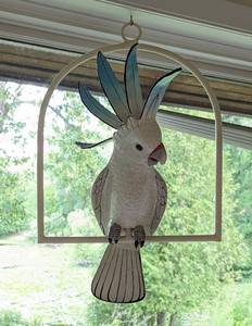 Adorable Hanging Paper Mache Cockatoo