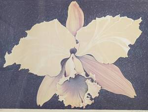 Gold Framed Orchid Print by Lowell Nesbitt