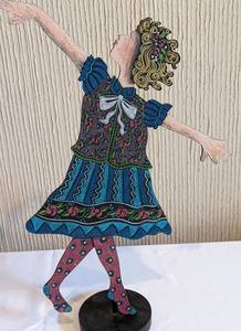 Pair of Whimsical Painted Wood Children Silhouettes by Carol Roeda