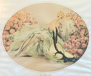 Vintage La Belle Rose Framed Print by Louis Icart