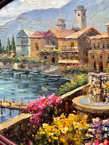Vibrant Vintage Oil on Canvas Framed Art
