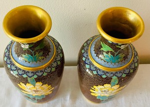 lot 19 image: Pair of Vintage Cloisonn Vases