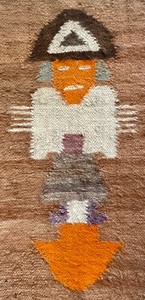 lot 23 image: Vintage South American Wall Textile with Decorative Metal Hanging Rod