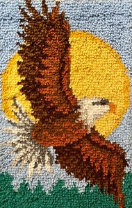 lot 49 image: Excellent Vintage Eagle Themed Latch Hook Wall Decor