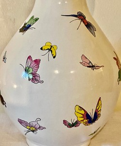 lot 130 image: Asian Inspired Butterfly Themed Vase
