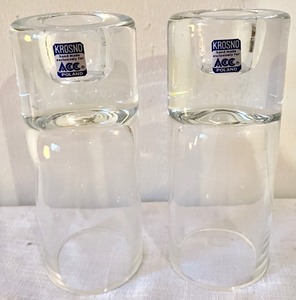 lot 213 image: Krosno Candle Holders from Poland with 6 Honeycomb Candles