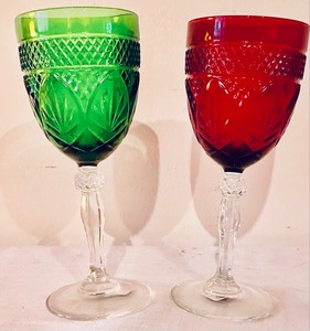lot 216 image: Festive Vintage Cristal Darques Durand Water Goblets