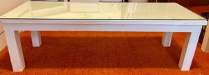 lot 227 image: White CoffeeAccent Table with Glass Overlay on Top