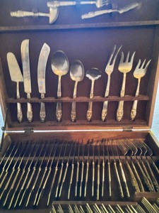 lot 206 image: Beautiful Bronze Flatware Service for 12 with Case