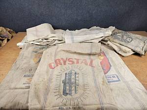 (11) Vintage Canvas Seed Bags