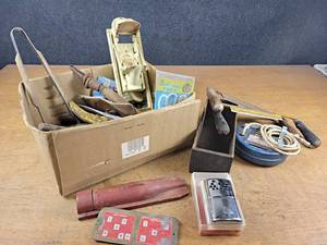 Antique Draw Knives, Hand Warmer, Brass Shift Pattern Plate, Tools, and More