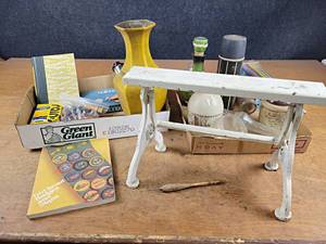Antique Cast Iron Paper Towel Holder, Girl Scout Badges Book, Vase, and More