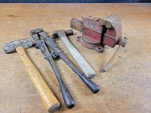 Simplex Model 350 3-12 Bench Vise, Bolt Cutter and Hammers