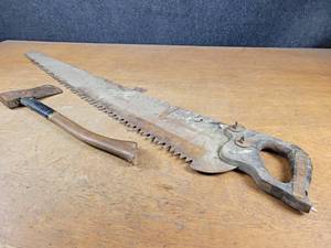 Antique Tree Saw (48 Long) and Hatchet - NO SHIPPING