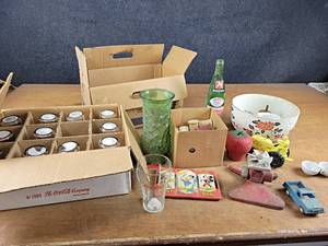 Case of (12) Coca-Cola Glasses, Vintage Toys, Vases, and More - NO SHIPPING