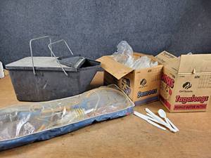 WEBER Charcoal Carrier, Badminton Kit, Box of Plastic Knives and Box of Plastic Spoons - NO SHIPPING