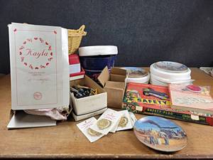Lot of Vintage & Collectable Items - John Deere Plates, Porcelain Doll, Cooler, Vintage Christmas Lights, and More - NO SHIPPING