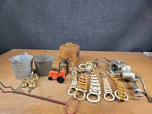 Vintage Items - Horse Tack, Oiler, Meat Grinders, Twine, and More