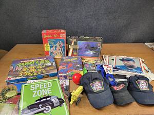 Large Lot of Collectibles - TMNT, Barbie Puzzle, Twins Hats, Kirby Puckett Folders, and More