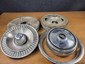 Lot of Vintage Hubcaps - Cadillac, Ford Galaxie, and More - NO SHIPPING