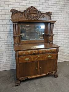 Antique Buffet W Mirror - Overall about 47 Wide x 80 Tall x 24 Deep - NO SHIPPING