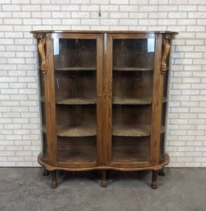 Antique Curio Cabinet - Overall about 62 Tall x 58 wide x 16 Deep - NO SHIPPING