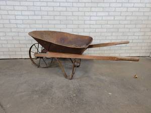 Antique Steel Wheel Wheelbarrow - Great for Yard Planter - NO SHIPPING