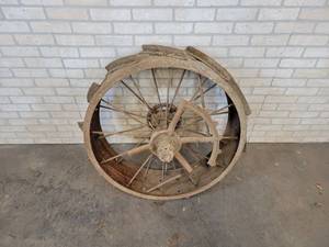 Antique Steel manure Spreader Wheel - About 36 Diameter x 10 Wide - NO SHIPPING