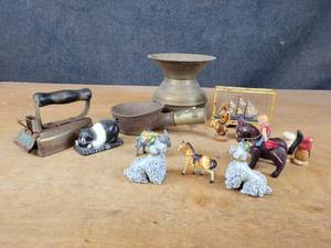 Brass Spittoon, DOTSON Iron Casting Pig, Vintage Japan Walking Wind Toy (Works) and More
