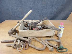 Large Lot of Antique Tools, Clevises, Hitch Pins and More - NO SHIPPING