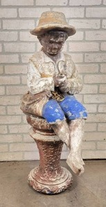 Little Boy Fishing Concrete Garden Statue - Sits about 39 Tall - NO SHIPPING