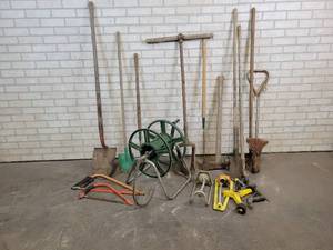 Shovels, Hose Reel, Axe, Post Hole Digger, Sprinklers and More - NO SHIPPING