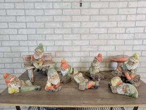 Lot of Ceramic Garden Gnomes - Varies from 9 to 12 Tall  Long - NO SHIPPING
